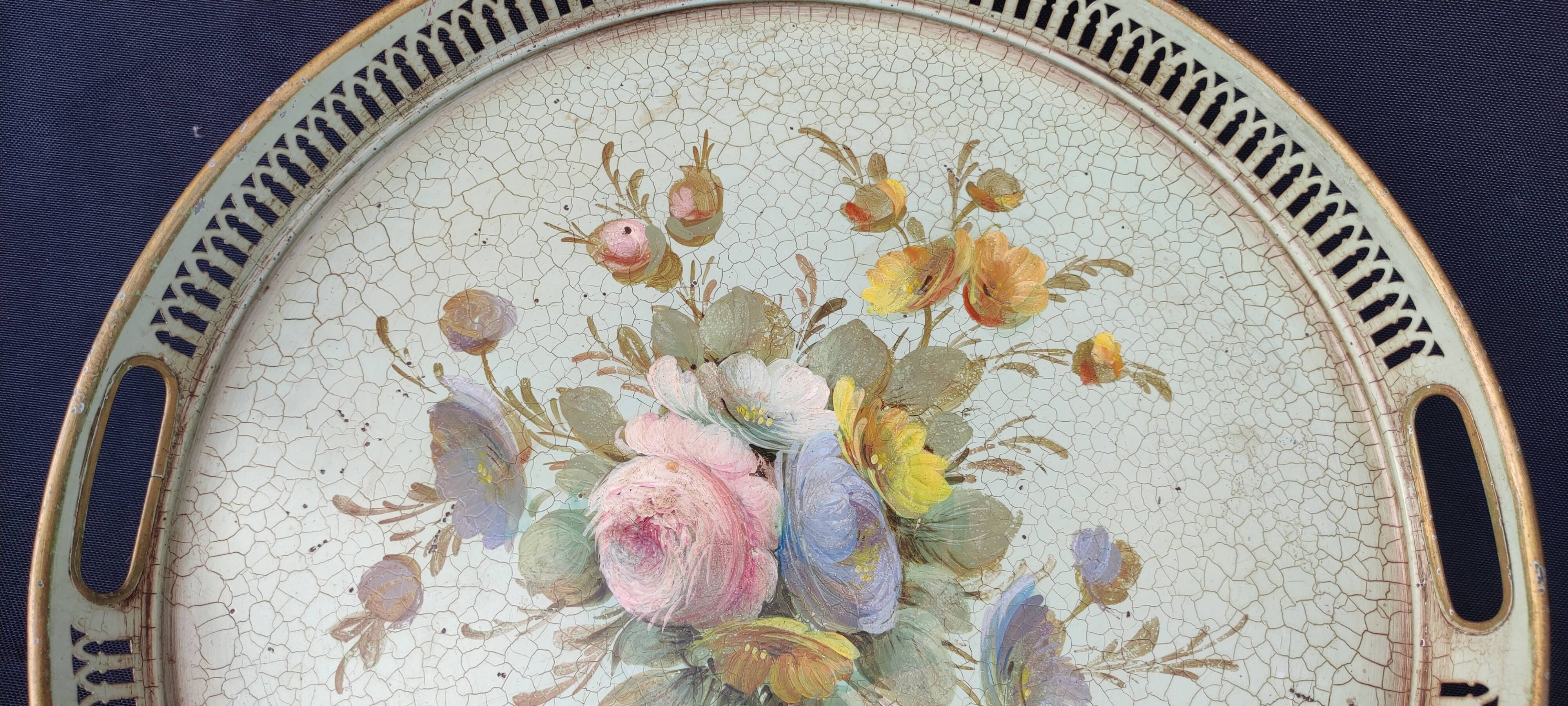 Old hand-painted metal top