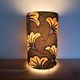 Olive green/yellow ethnic printed flower wax tube lamp