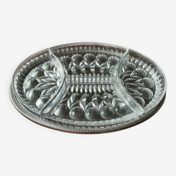 Metal dish with crystal compartments