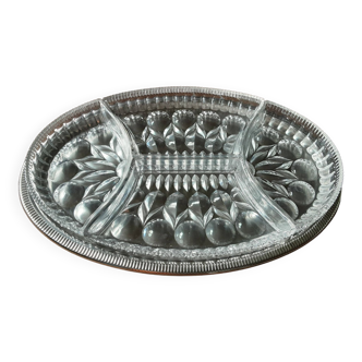 Metal dish with crystal compartments