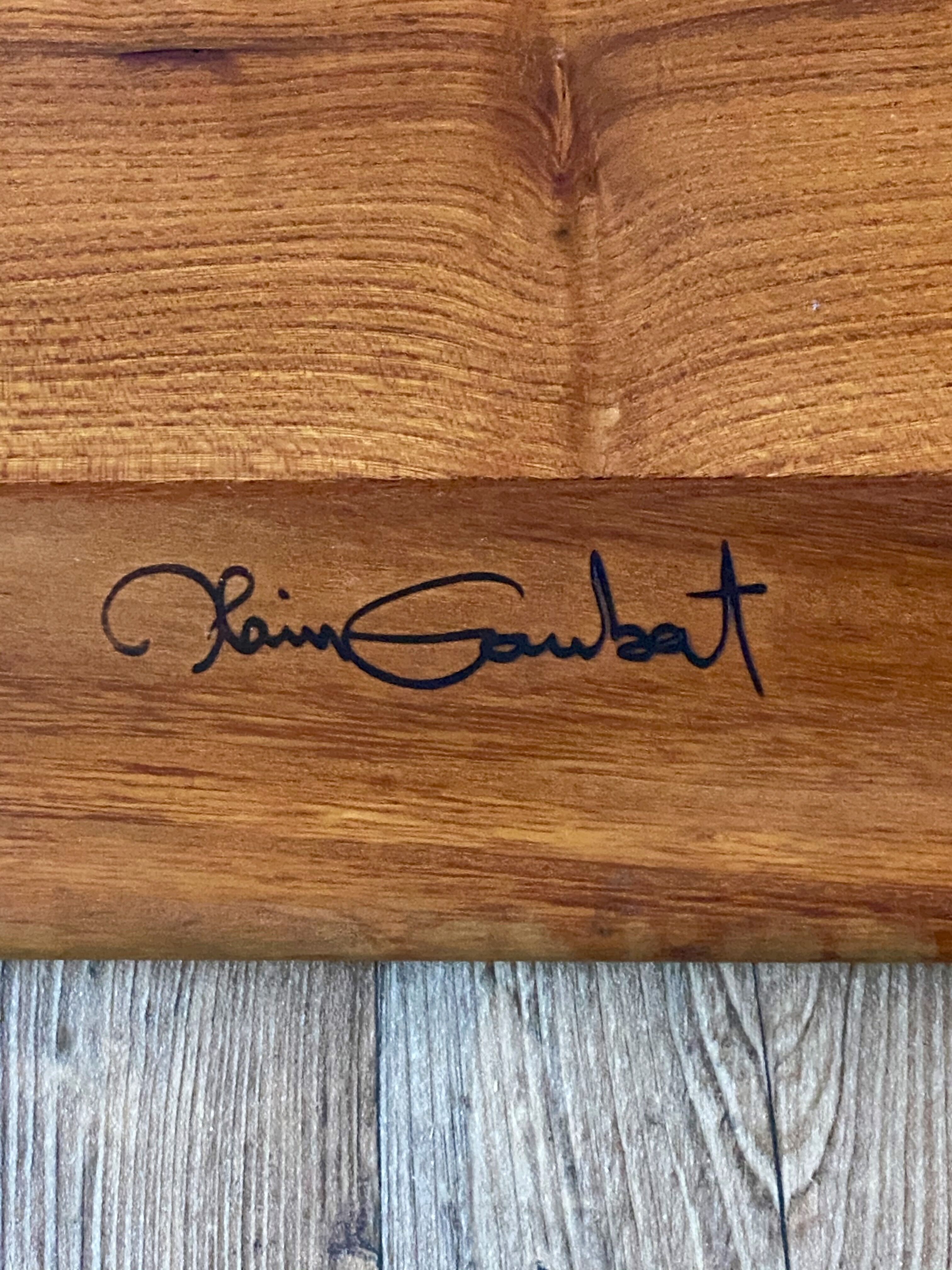 Coffee table in blond wood signed Alain Gaubert (20th century)