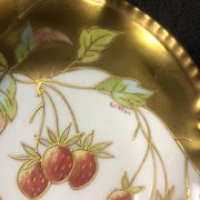 Five Antique Limoges Porcelain Berry Plates: Hand-Painted Gilbert, Gilded