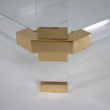 Table basse en plexiglass & laiton Charles Hollis Jones