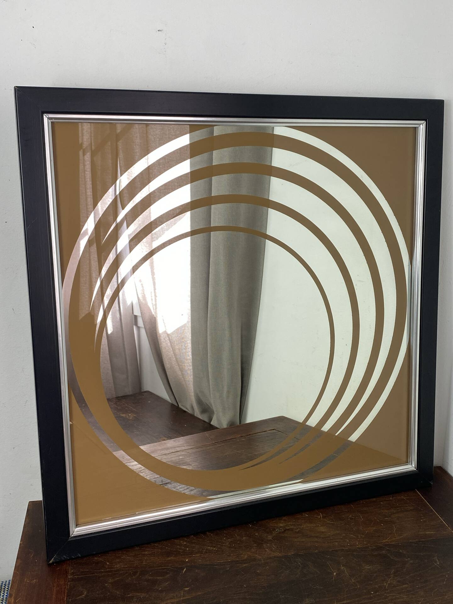 Grand miroir  Op Art, années 70,  Made in England