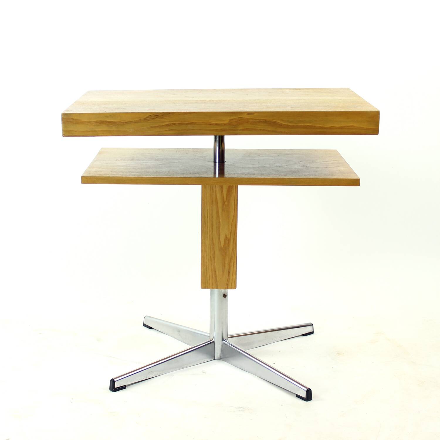 Functionalist Steel And Ash Wood Swivel Coffee Table, 1960s