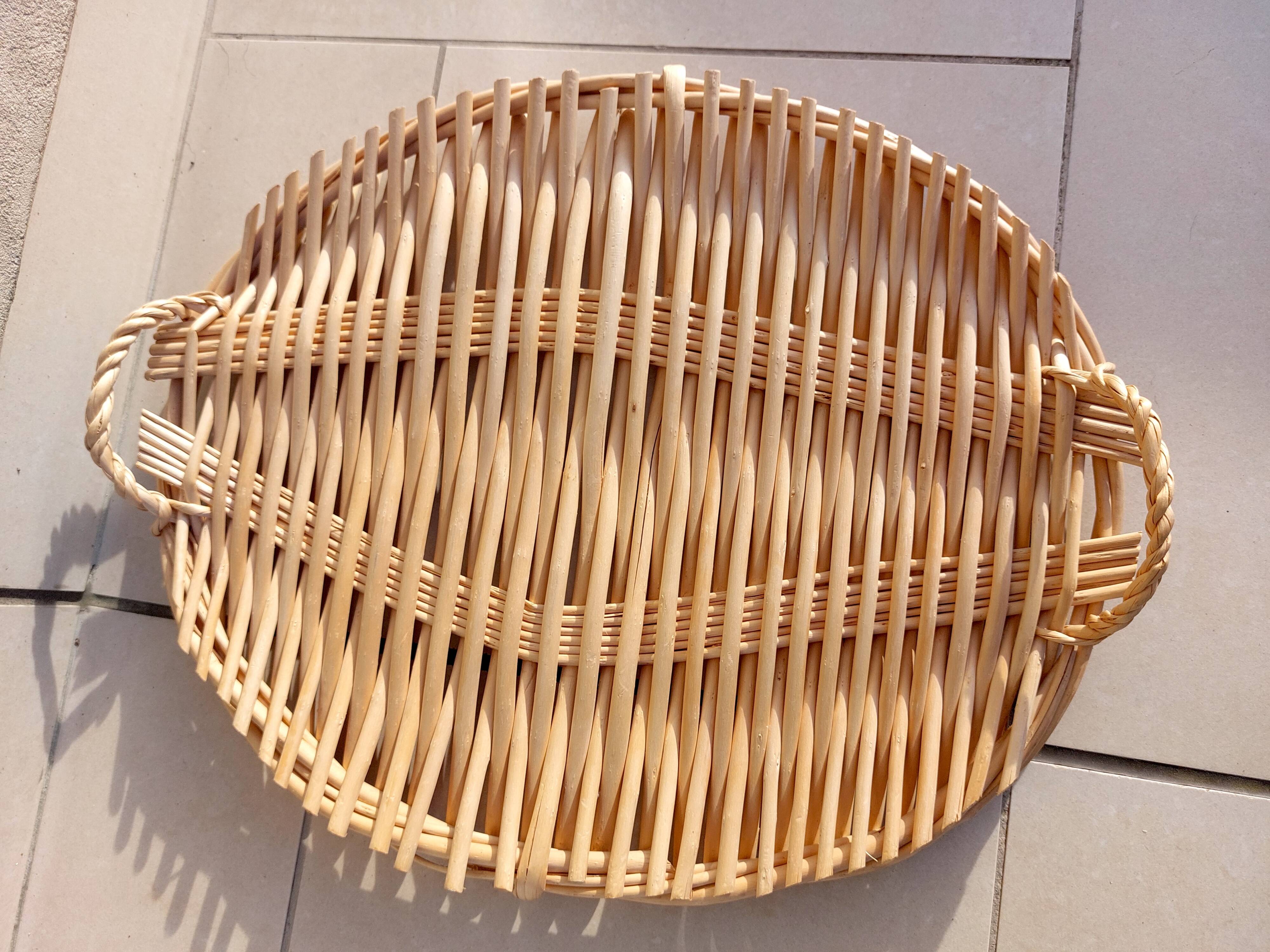 Vintage oval bamboo tray