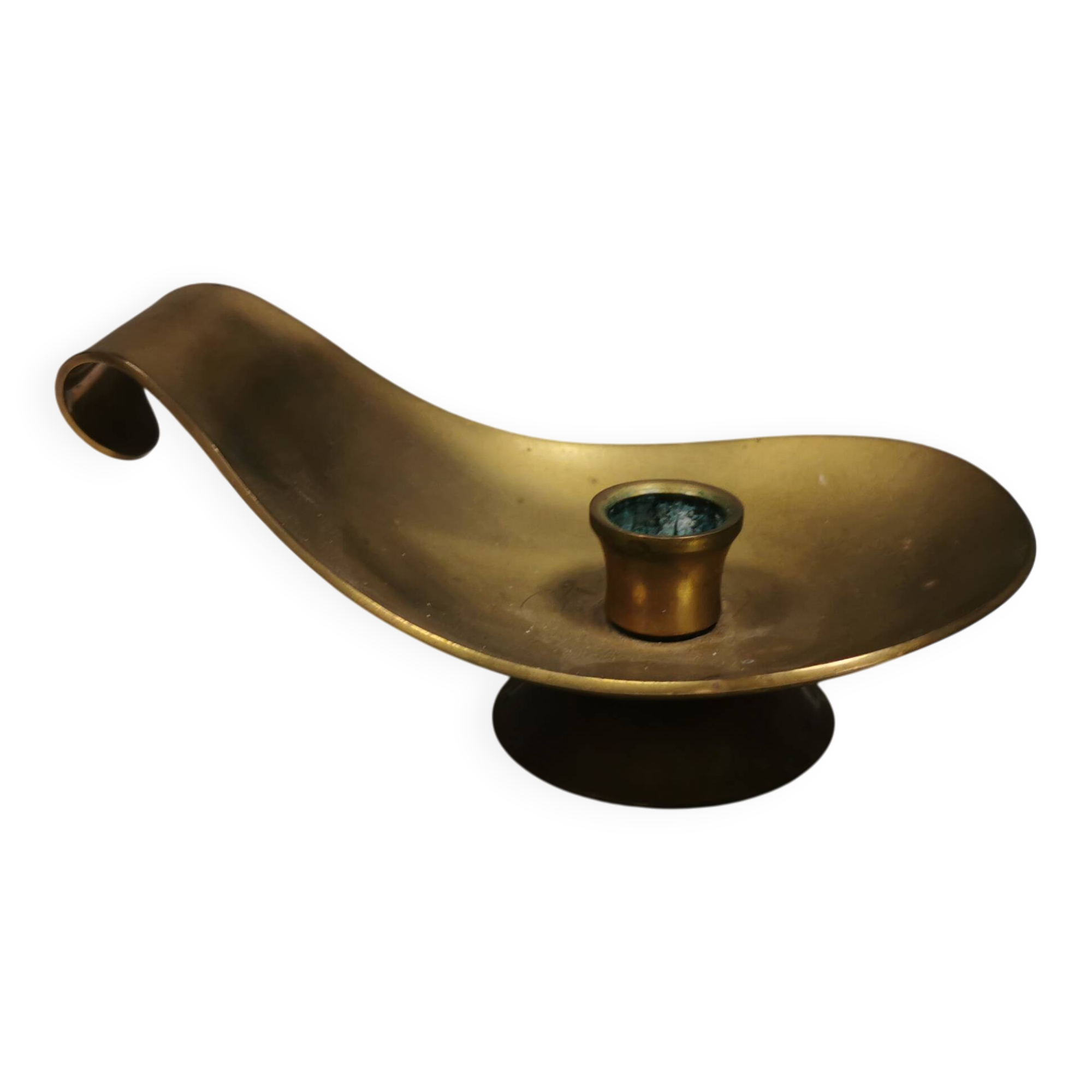 Brass candlestick for a single candle