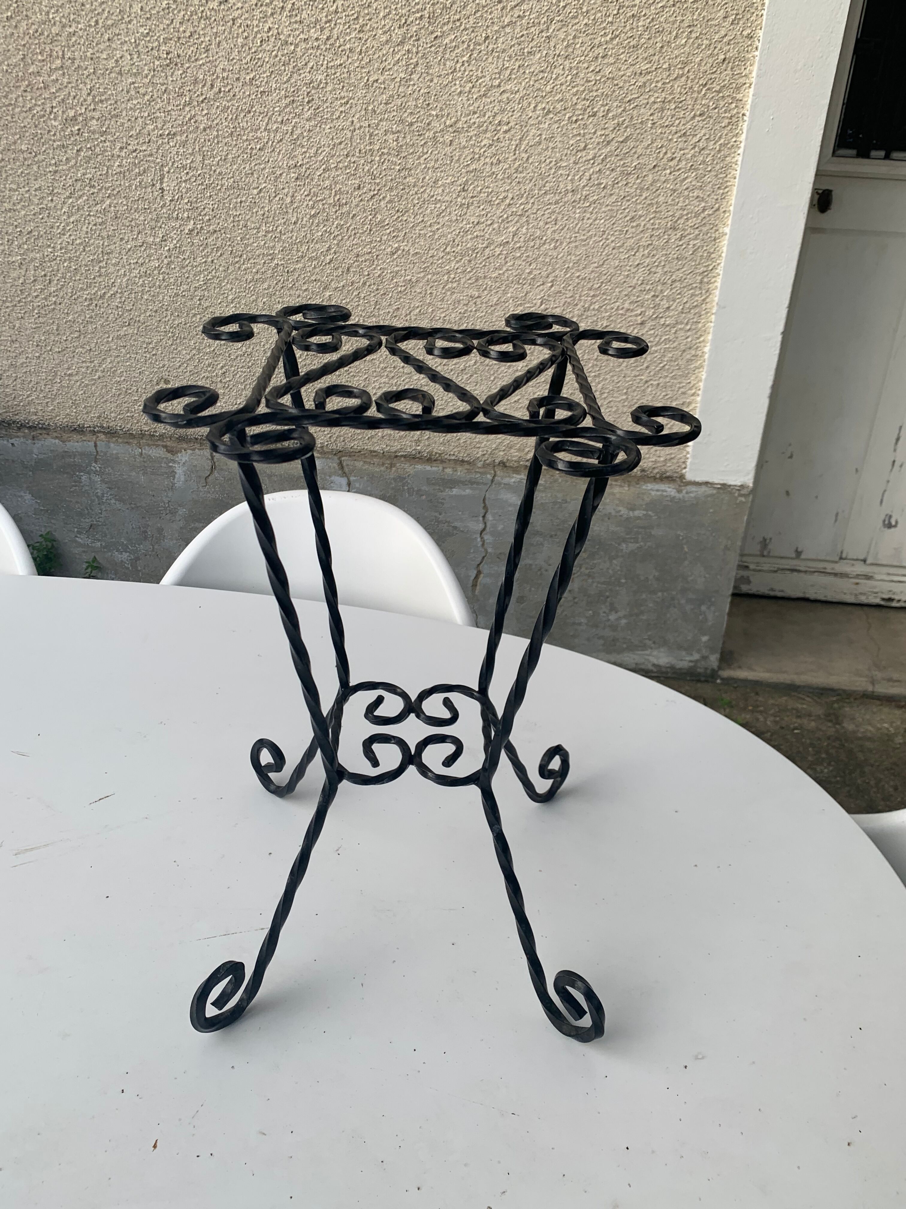 Wrought iron door twisted black vintage 1960