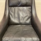 Scandinavian design armchair Aage Christiansen black leather 1950
