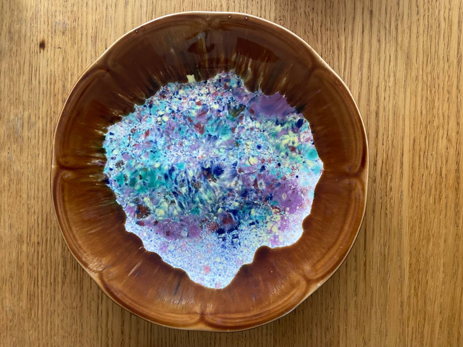 Set of 6 Morvan-signed glazed stoneware dinner plates – ceramics