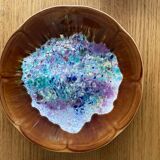 Set of 6 Morvan-signed glazed stoneware dinner plates – ceramics