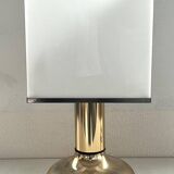 Italian metal table lamp with perspex lampshade, 1970s