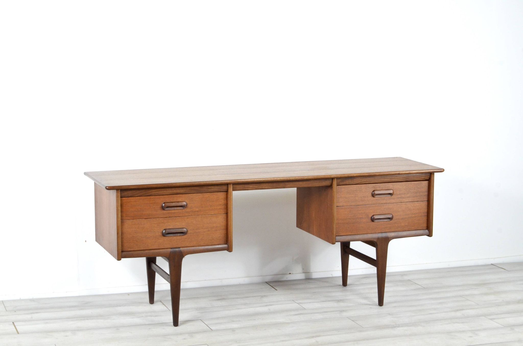 Midcentury Afromosia Desk From A. Younger Designed By John Herbert. Vintage