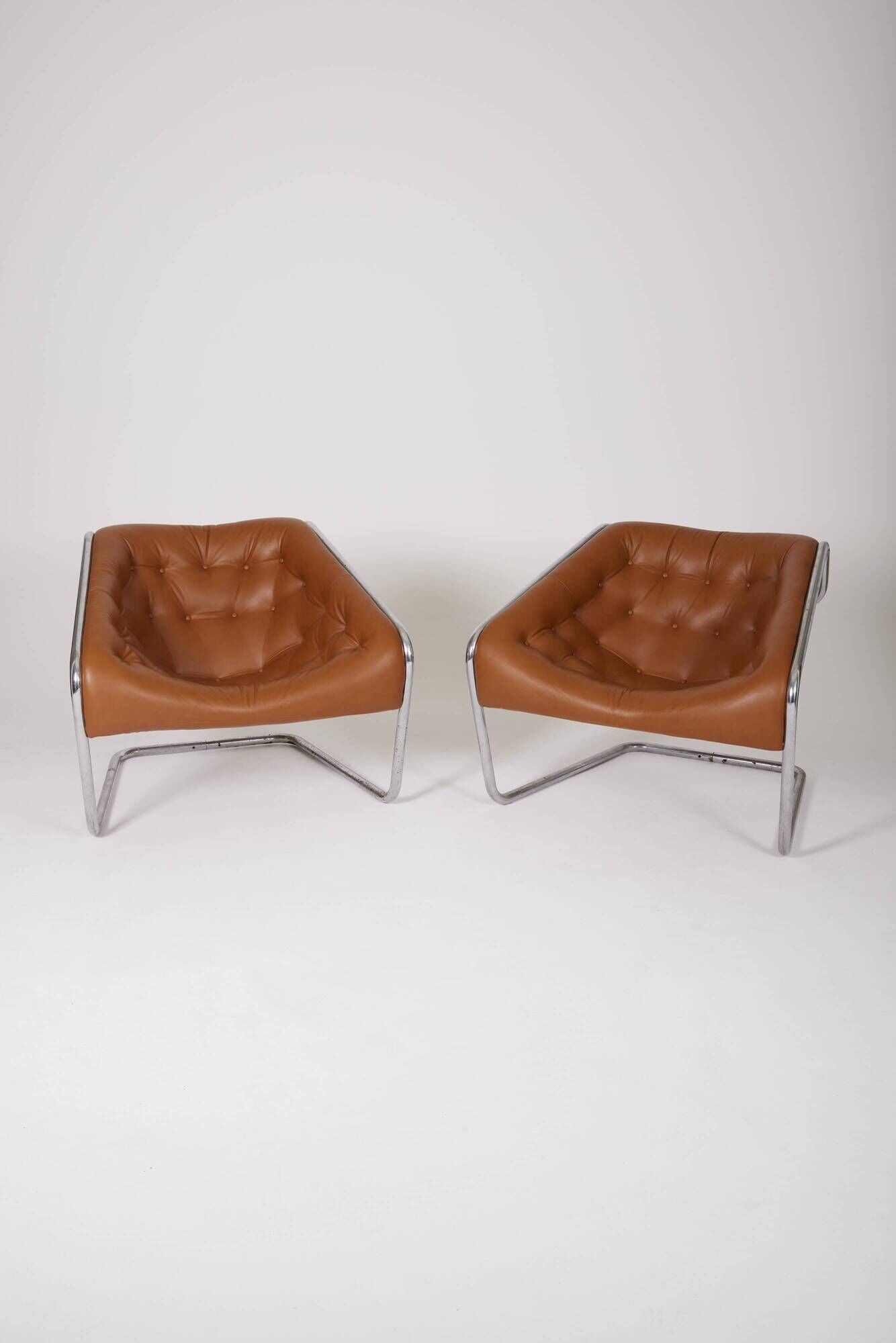 Fauteuil en cuir "Boxer" Kwok Hoi Chan pour Steiner, 1970s