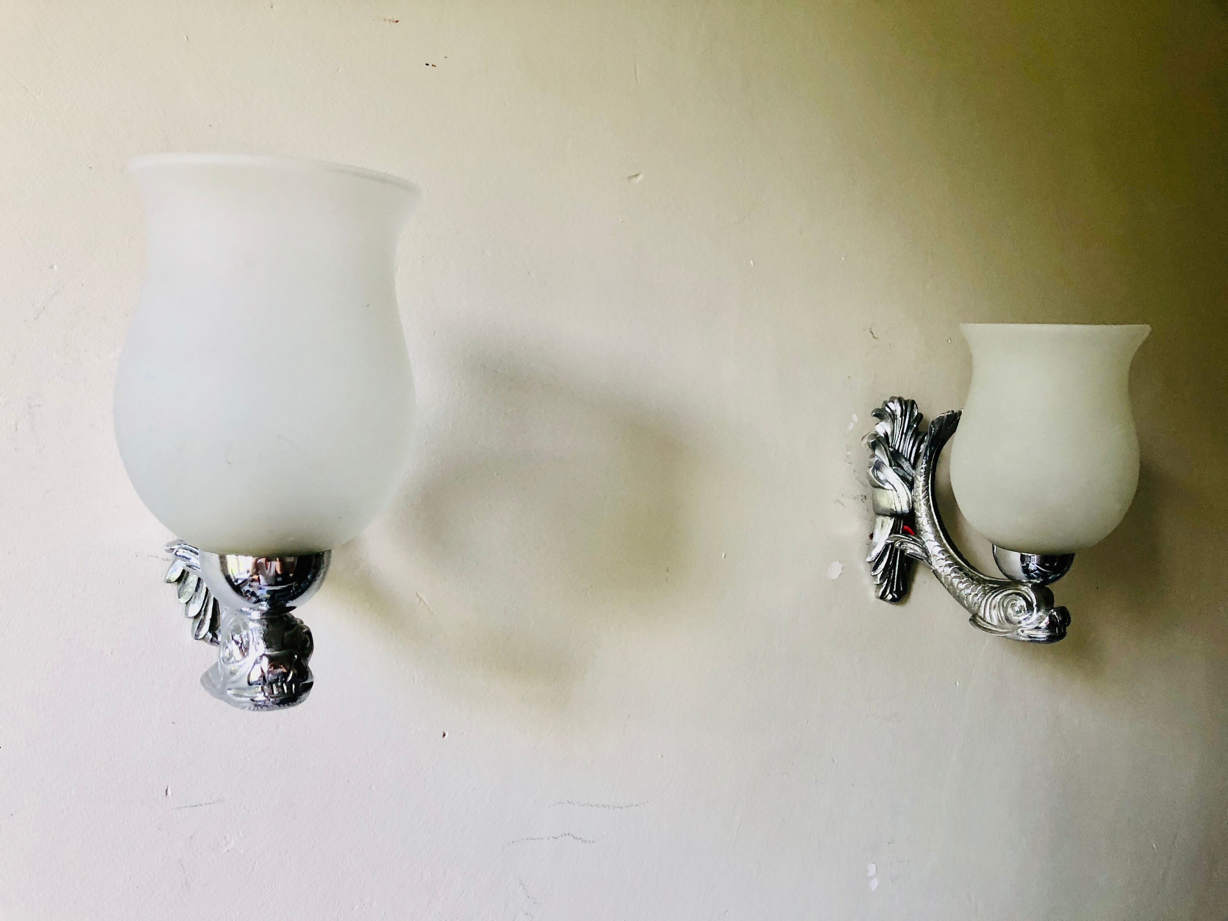 Pair of dolphin wall lamps 1950