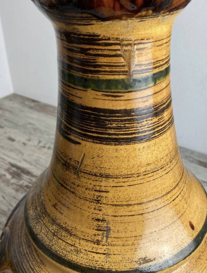 Pied de lampe en céramique à double éclairage