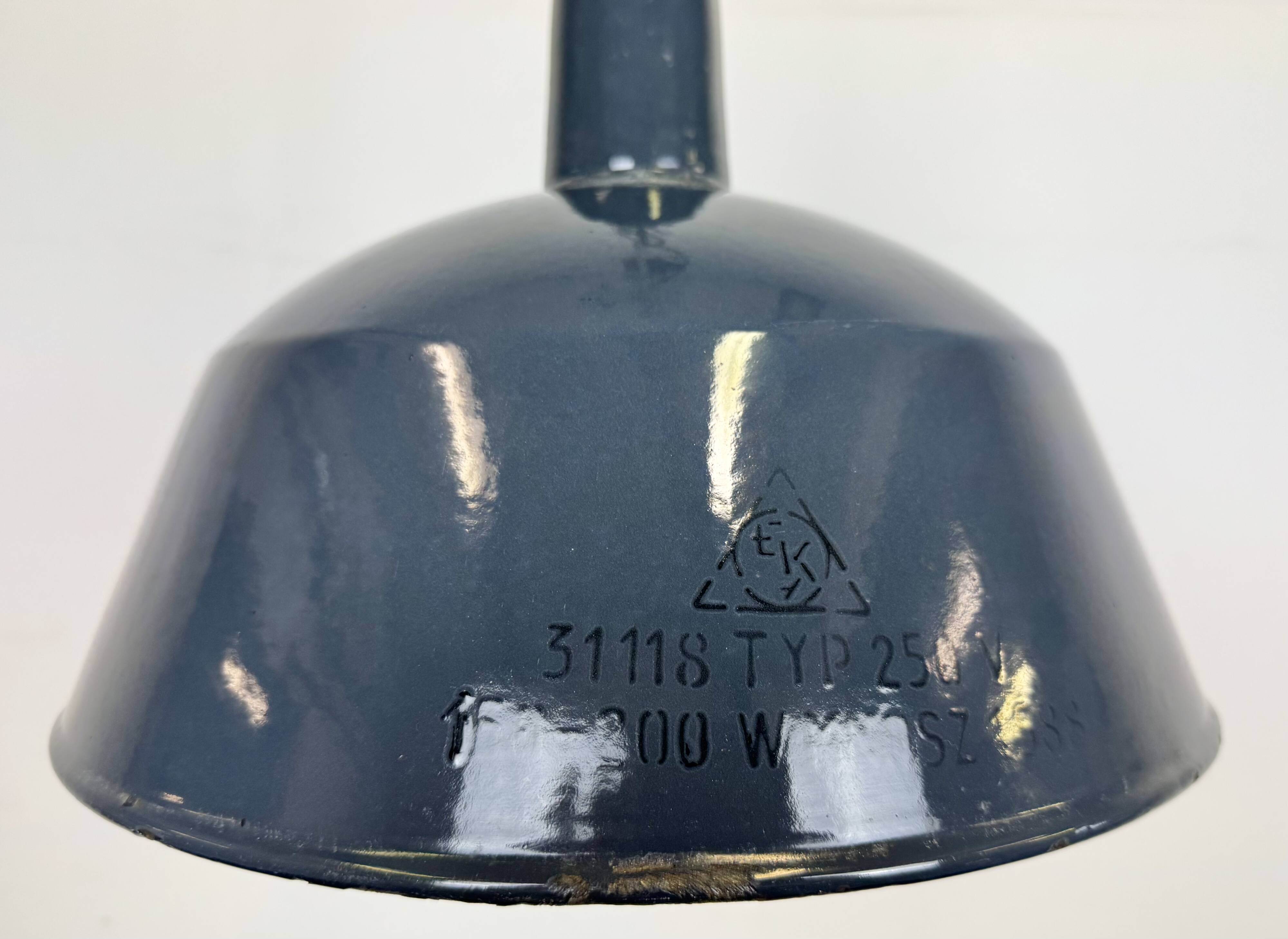 Industrial dark blue enamel pendant lamp from emax, 1960s