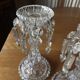 Pair of large Baccarat crystal candlesticks with pendants, a rare choice.