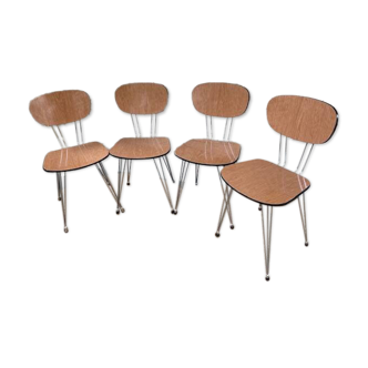 4 chaises vintage en formica pieds Eiffel compas