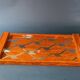 Two wooden and glass trays
