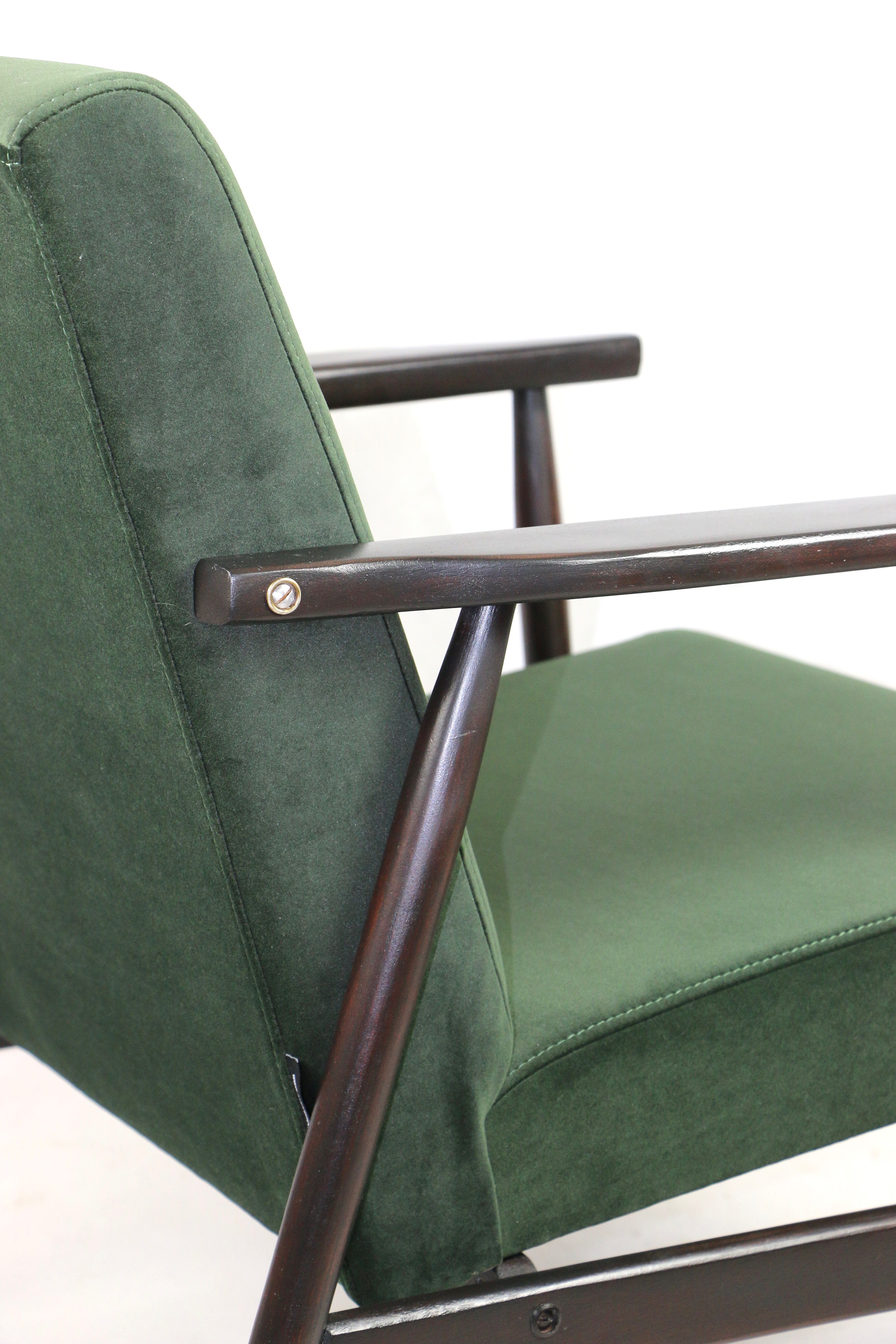 Vintage green olive easy chair, 1970s - dark wood