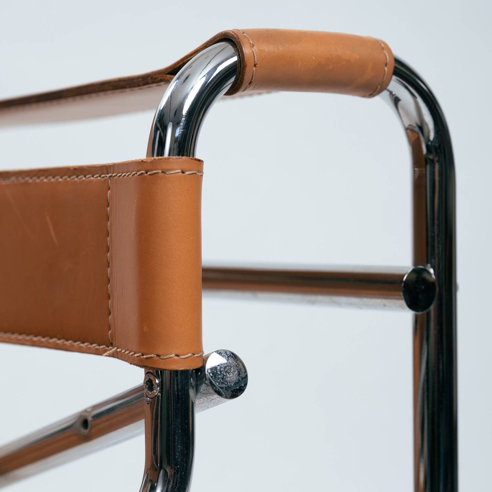 Wassily chair by Marcel Breuer, in brown leather, Italy, 1980s
