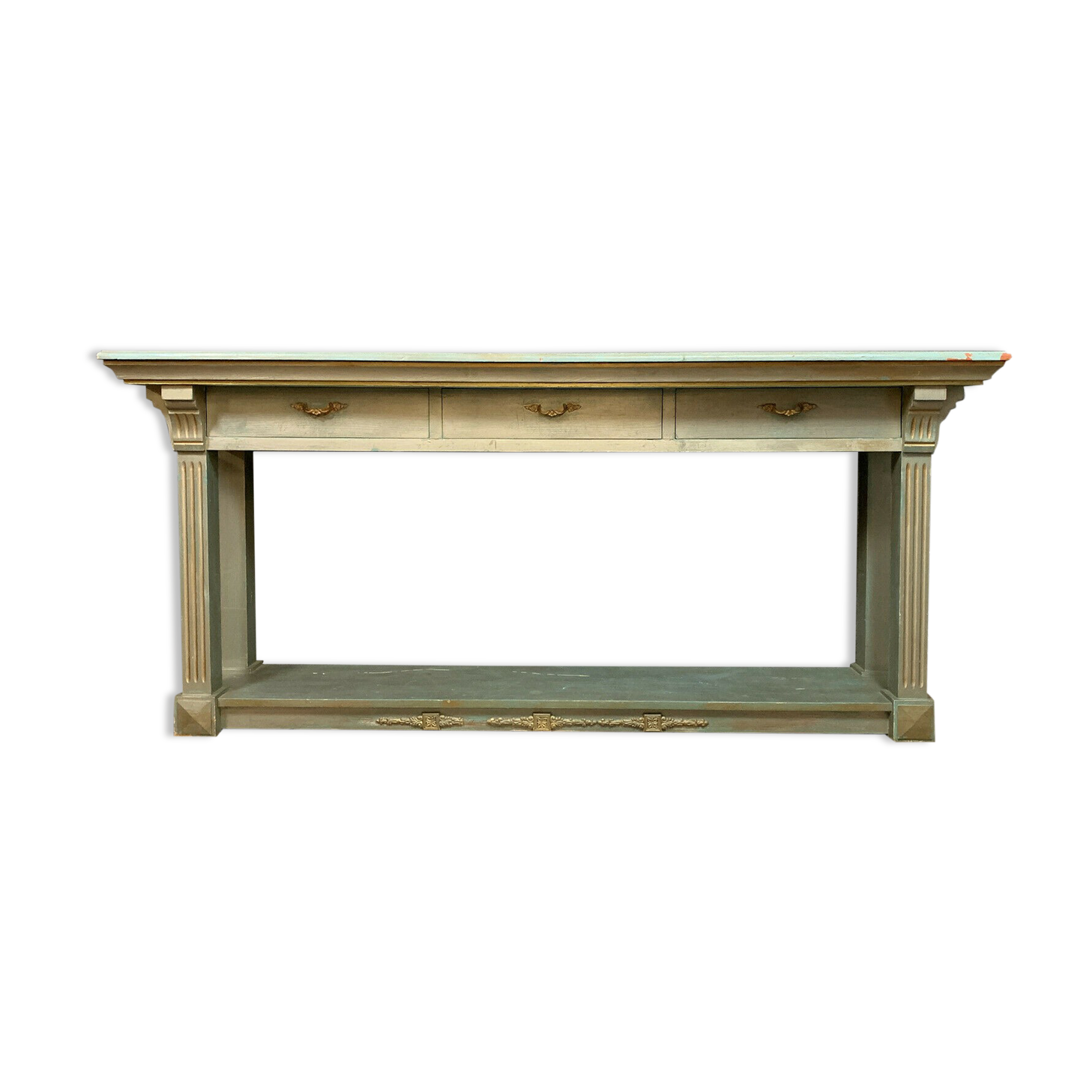 Console Louis XVI en bois laqué et doré vers 1850/1860