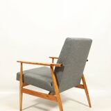 Vintage armchair renovated im wool upholstery graphite colour
