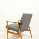 Fauteuil vintage rénové en revêtement laine couleur graphite