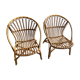 Vintage rattan shell armchairs