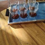 6 colored stemmed glasses