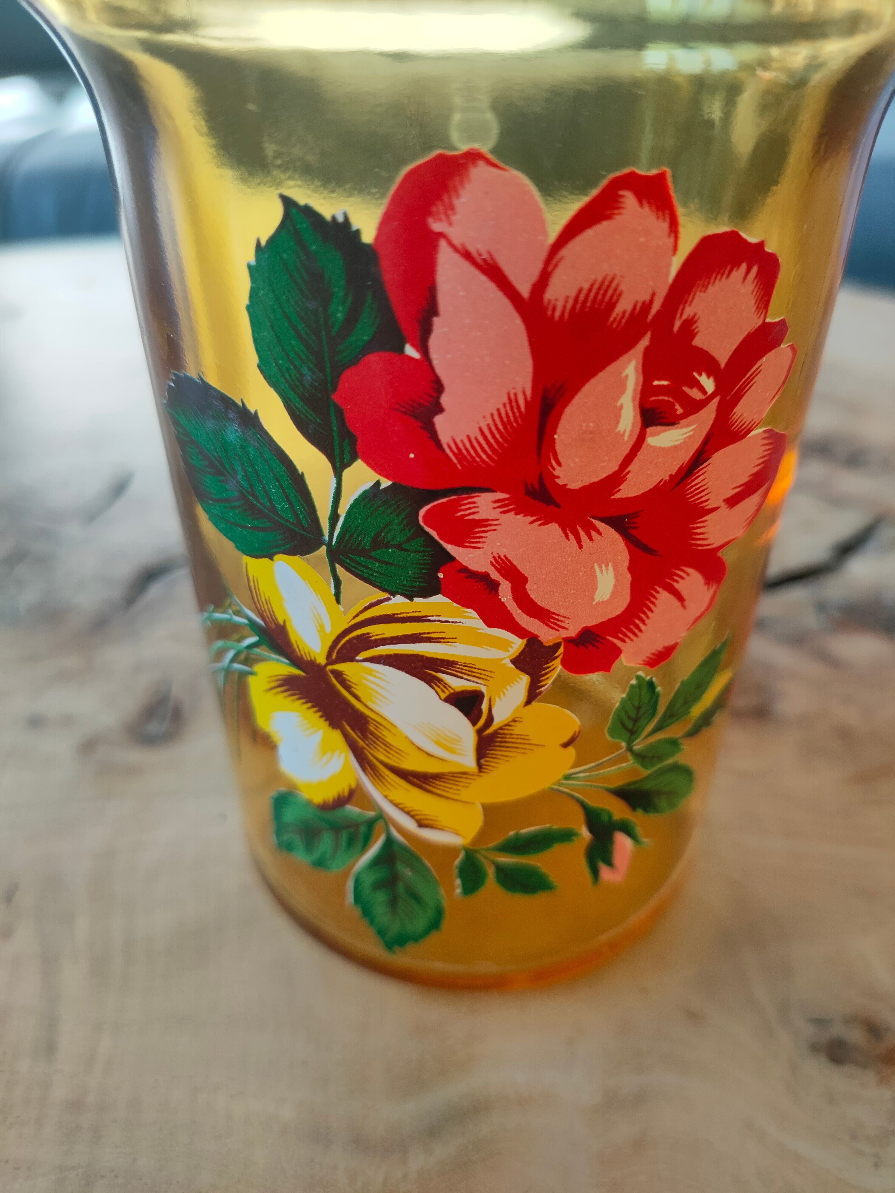 60's yellow glass decanter