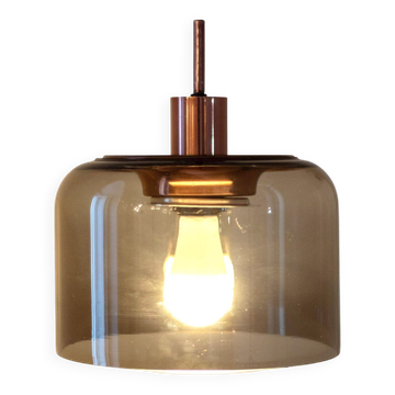 Design Italian Smoked Glass and Bronzed Pendant