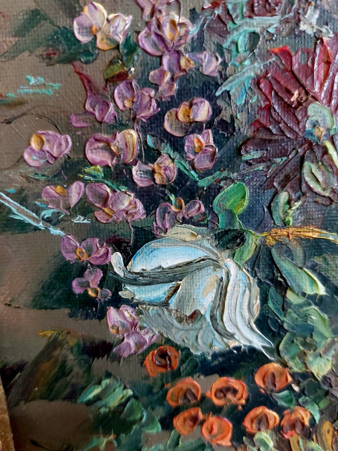 Old oil painting with a knife