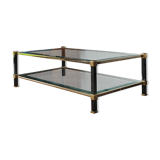 Table basse en verre et métal noir et or