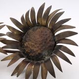 Brutalist brass sunflower sculpture, 1950s