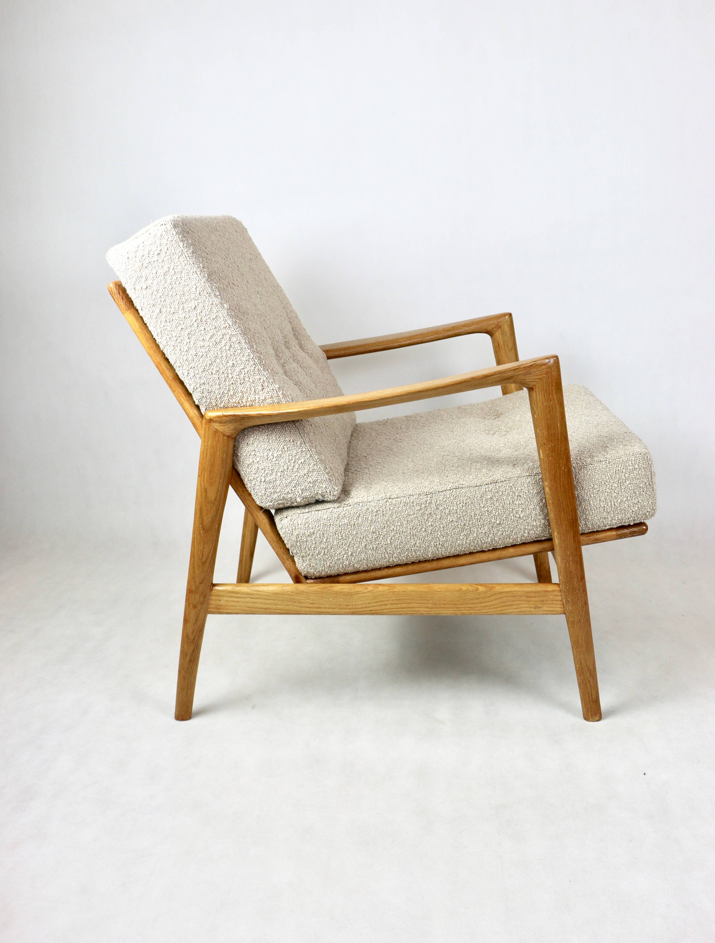 Polish Beige Stefan Oak Armchair, 1970s
