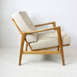 Polish Beige Stefan Oak Armchair, 1970s