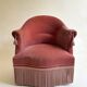 Pink-orange velvet tub chair