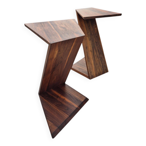 Lot de 2 tables d'appoint modernistes style Rietveld, Pays-Bas, années 1990.