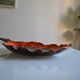 Large ceramic bowl in the shape of Corsica, orange and brown, vintage 70s