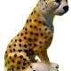 Figurine Guépard Mid-Century en céramique émaillée - 25 cm