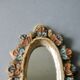 Ceramic mirror, enamelled flowers, Vallauris