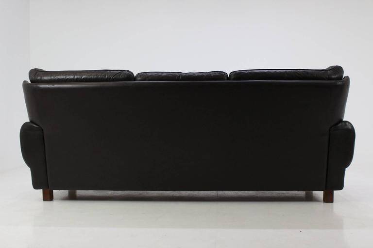 Czech Brown Leather Sofa, 1970s