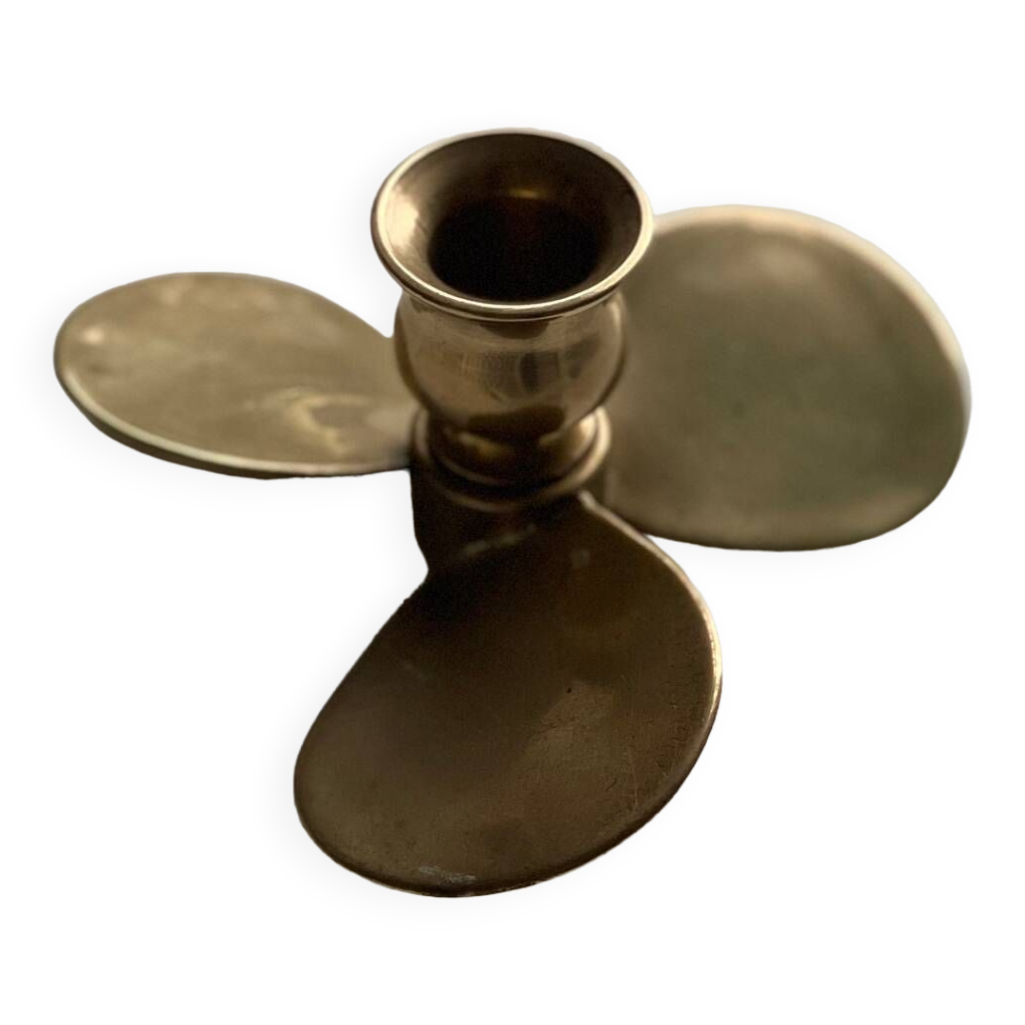 Propeller candle holder in solid brass
