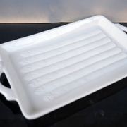 Italian White Majolica Rectangular Dish or Plate circa Asparagus Majolica