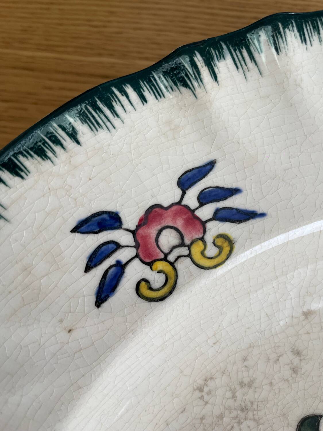 Large deep plate Longwy old Rouen