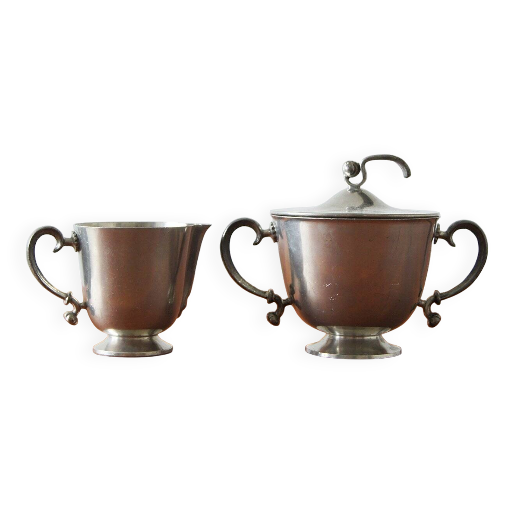Vintage Creamer and Sugar Bowl by Edvin Ollers, 1920, Set of 2
