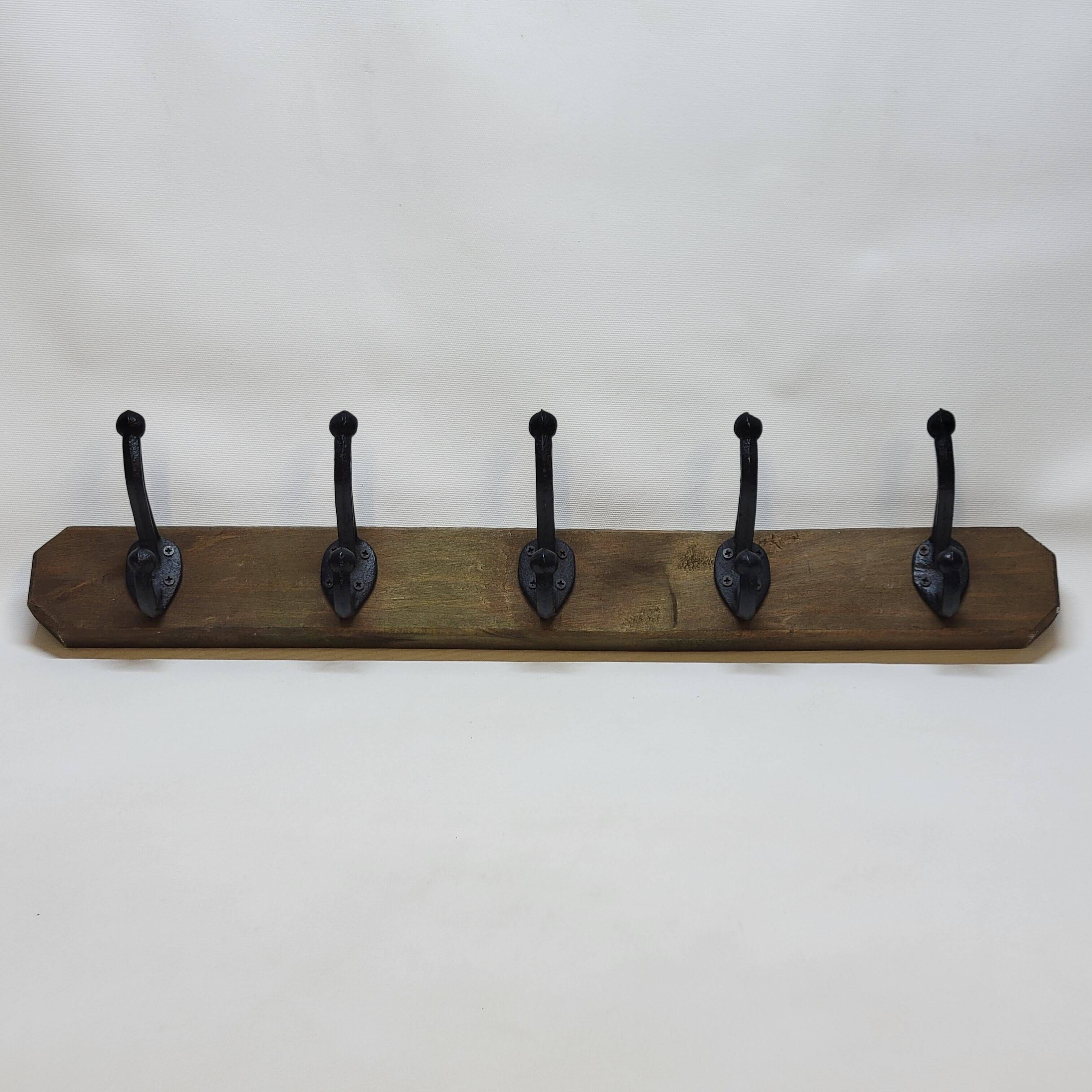 Coat Rack With 5 Hooks In Wood And Metal