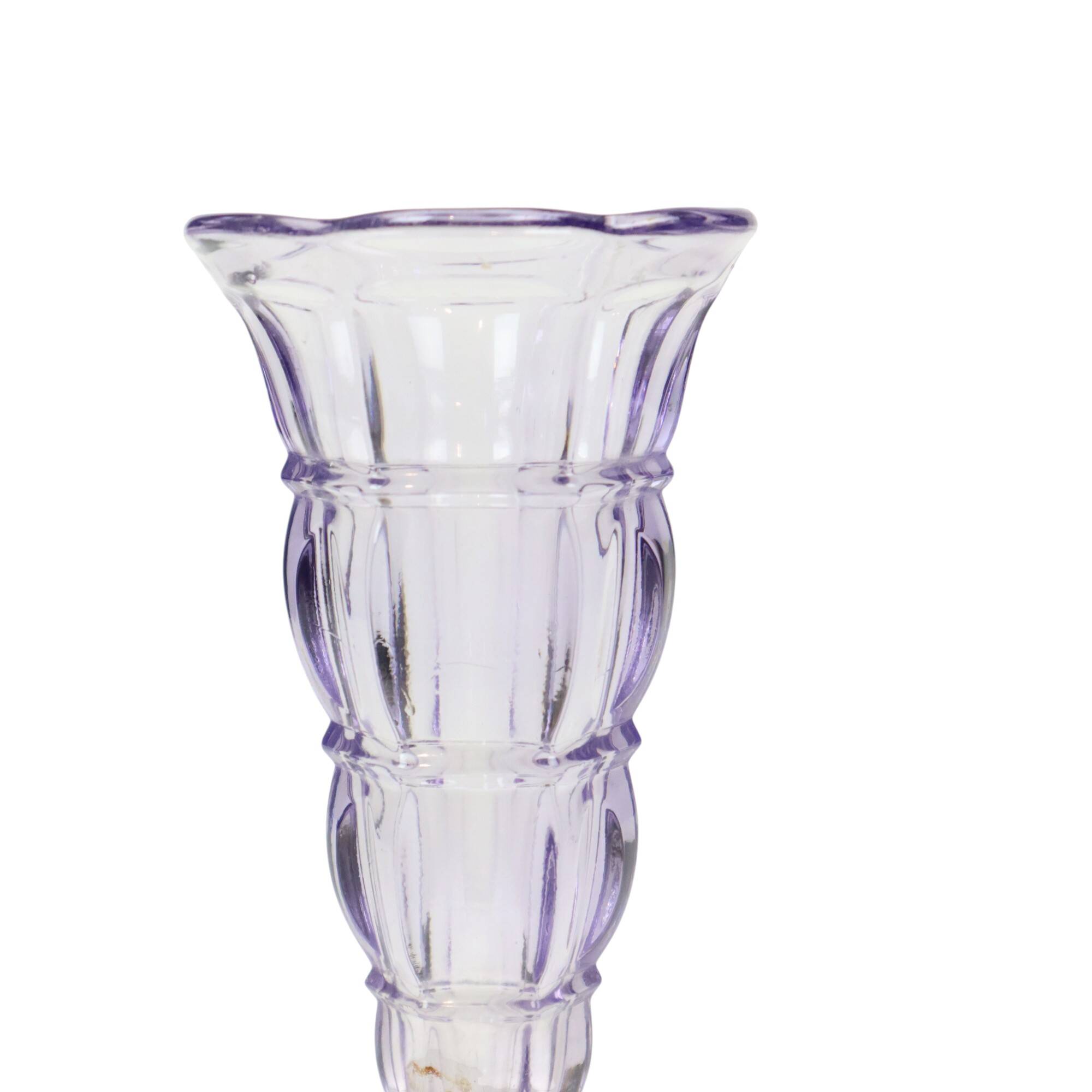 Purple Art Deco Vase Pressed Glass 1930s